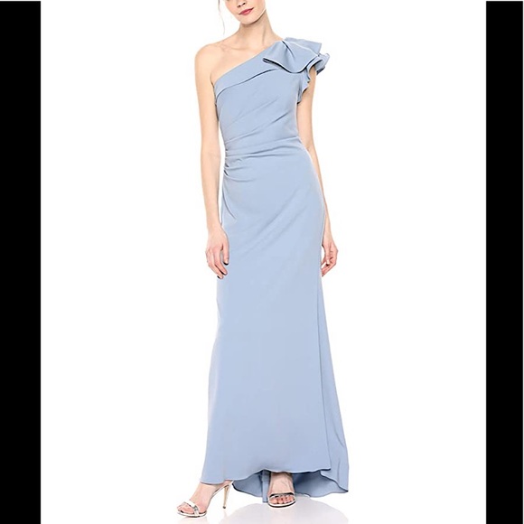 Carmen Marc Valvo Dresses & Skirts - Carmen Marc Valvo Blue One Shoulder Gown SZ 16 NWT